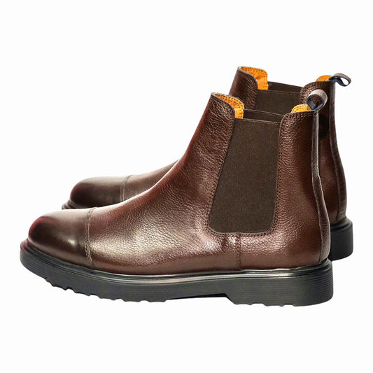 Bottine en Cuir Noir-marron